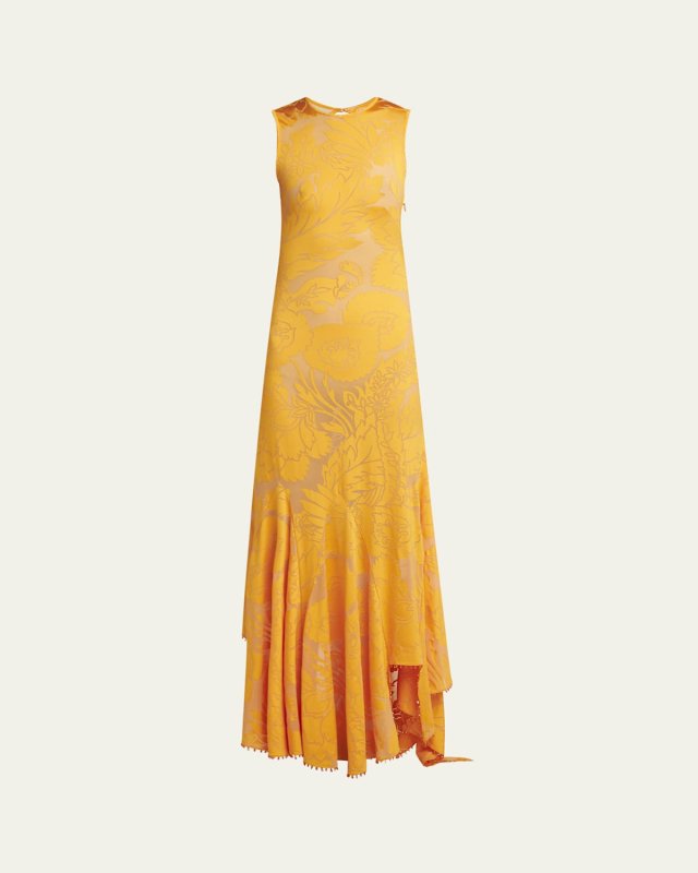 Floral Burnout Backless Stretch Jersey Dress
